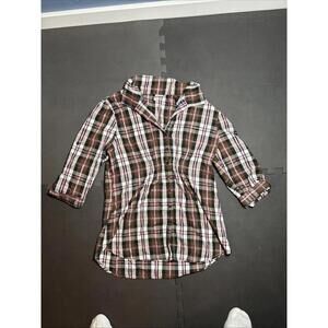 Bongo Plaid Shirt Pink Brown Medium Button-Up Outdoors Western Gorpcore Top XL